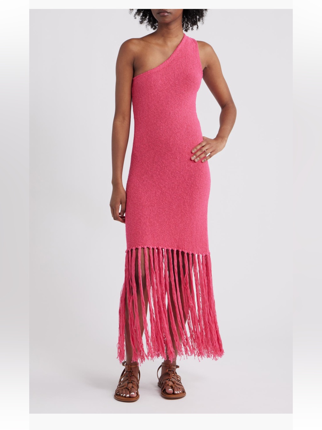 Rails Antonia One-Shoulder Fringe Hem Cotton Blend Raspberry Hot Pink Small Nwt